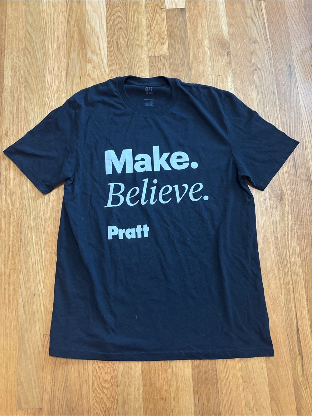 Make. Believe. Pratt Institute Black Graphic Unisex M T-Shirt